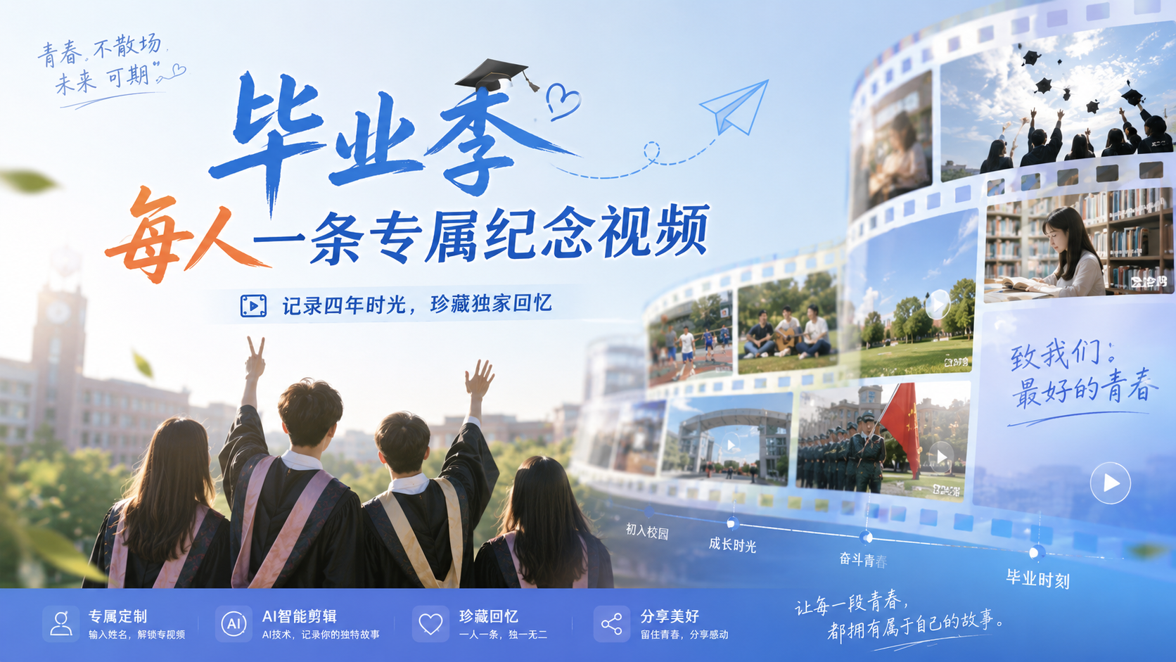 毕业照之后,越来越多高校开始给学生送“专属毕业视频”